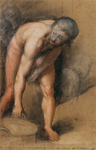 Figura Masculina Inclinada Para Levantar Un Caldero — Federico Fiori Barocci