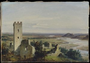 River Landscape With Castle Ruins — Carl Anton Joseph Rottmann