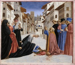 St Zenobius Performs A Miracle (predella 4) — Domenico Veneziano