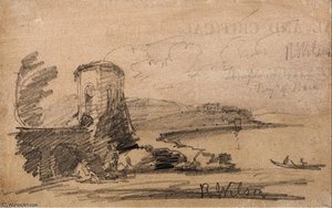 Bridge And Tower, After Richard Wilson — John Sell Cotman