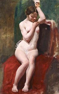 Life Study Of A Female Nude Model With Her Left Arm Raised — William Mctaggart