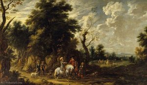 Landscape With A Hunting Party — Jacques D' Arthois