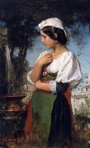 Italian Girl At A Fountain — Jacob Henricus Maris