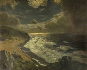 Coast Scene, Moonlight — Albert Julius Olsson