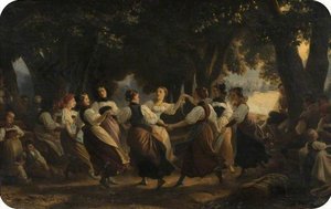 Dutch Girls Dancing — Henri Félix Emmanuel Philippoteaux