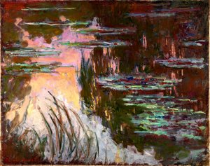 Water-lilies, Setting Sun — Claude Monet