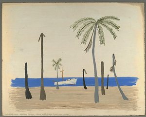 [boat With Palm Trees On Shore] — Walker Evans