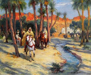 Riding Through An Oasis — Frederick Arthur Bridgman