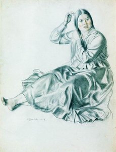 Girl Combing Her Hair — Boris Mikhailovich Kustodiev