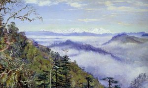 Mount Everest Of Deodunga Vanuit Sundukpho, Noord-india — Marianne North