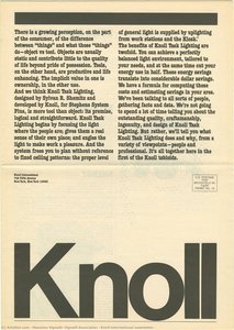 Knoll International Newsletter — Massimo Vignelli, Vignelli Associates