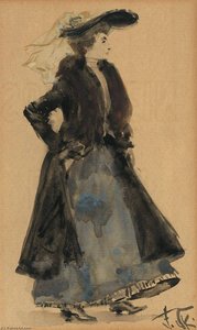 Elegant Lady With Hat — Franz Skarbina