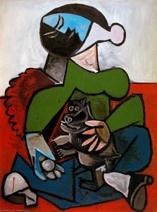 Woman Sitting With Dog — Pablo Picasso