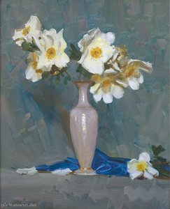 Roses In A Cream Vase — Arthur Streeton