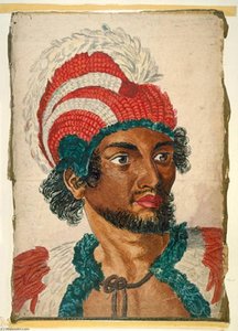 English A Man Of The Sandwich Islands With His Helmet — John Webber