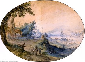 Landscape With Buildings On The Bank Of A River — Hendrick Avercamp