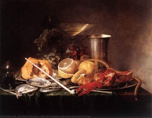 Still-life, Breakfast With Champaign Glass And Pipe — Jan Davidszoon De Heem Or Johannes De Heem Or Johannes Van Antwerpen Or Jan Davidsz De Hem