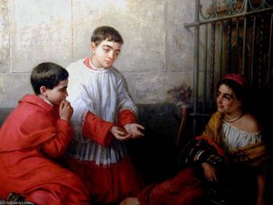 Choir Boys Buying Chestnuts From Gypsy — Edwin Longsden Long