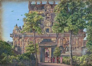 Gate Of The Temple Of Tanjore (thanjavur) With The Great Bull Seen Through Doorway, Tamil Nadu, India — Marianne North