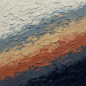 Gefragmenteerde Strata Van Middernacht-oker En Etherisch Leisteen In Zware Impasto