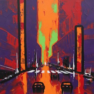 Convergență Neon: O Viziune Abstractă Monumentală A Strălucirii Crepusculare Urbană