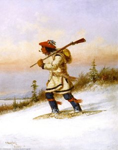 Indian Trapper On Snowshoes — Cornelius David Krieghoff