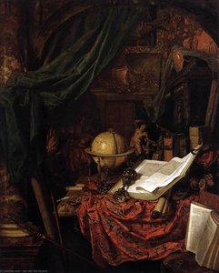 Still-life With Globe, Books And Chinese Silk — Jan Van Der Heyden