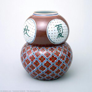 Title Name(japanese): 磁器 色絵「春夏秋冬」字瓢形飾壺 — Tomimoto Kenkichi