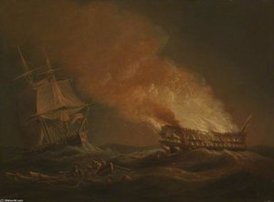 The Burning Hulk — Thomas Luny
