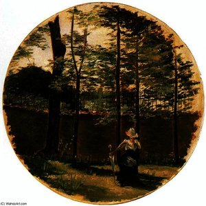 Woman Near Garden Wall — Ignacio Díaz Olano
