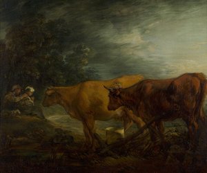 Landscape With Two Cows With A Shepherd And A Milkmaid — Thomas Gainsborough