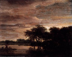 Woodland Scene With Lake — Jacob Isaackszoon Van Ruisdael