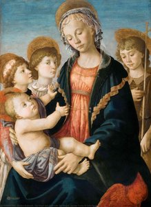 A Virgem E O Menino Jesus Com Dois Anjos E São João Batista Jovem — Sandro Botticelli