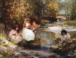 Her First Catch — Thomas Bromley Blacklock
