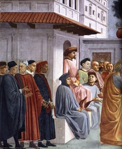 Raising Of The Son Of Theophilus And St Peter Enthroned (detail) — Masaccio