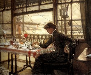 English Room Overlooking The Harbour — Jacques Joseph Tissot