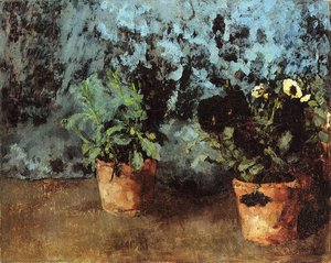 Two Flower Pots With Pansies — Carl Eduard Schuch