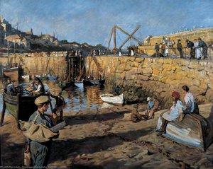 Fitting Out, Mousehole Harbour — Stanhope Alexander Forbes