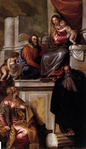 Holy Family With Sts Anthony Abbot, Catherine And The Infant John The Baptist — Paolo Veronese
