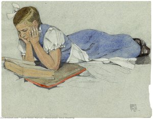 Illustration: Alice Reading — Lucie Ritter Marcus