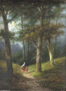Figures In A Wooded Landscape; And Another Similar — Jan Evert Morel
