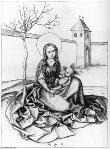 Madonna And Child In The Couryard — Martin Schongauer