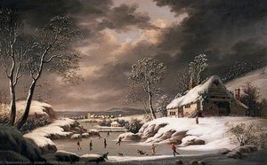 Winter Scene (landscape With A Village And Figures Skating) — Joseph Francis Gilbert