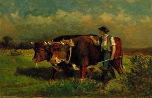 Untitled (man With Two Oxen) — Edward Mitchell Bannister