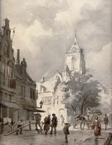 A Capriccio View Of Woerden With The Petruskerk Beyond — Cornelis Springer