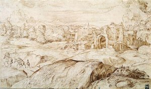 Mountainous Landscape With Antique Ruins