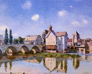 Die Brücke Von Moret Im Sonnenlicht — Alfred Sisley