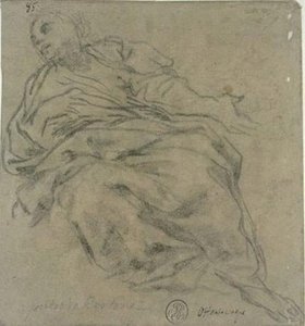 Draped Female Seated, Front View, Head Turned To The Left — Pietro Da Cortona
