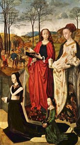 Portinari Triptych - Mary Magdalen (with The Pot Of Ointment) And Saint Margaret (with The Book And The Dragon) — Hugo Van Der Goes