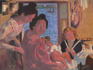 Madre E Bambino A Le Pouldu, Luce Serale — Maurizio Denis